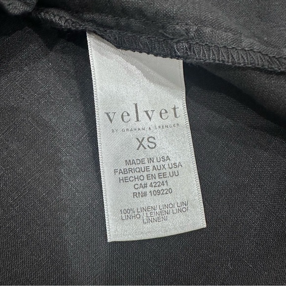 Velvet by Spencer and Graham Irene linen flutter short sleeve top black XS - Picture 7 of 8
